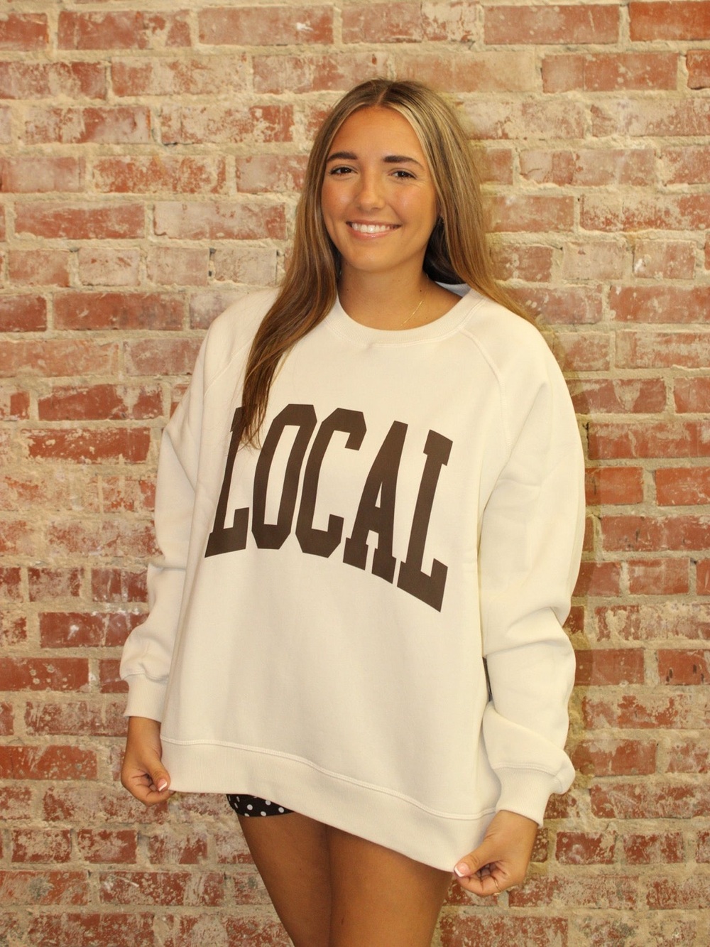 Local Girl Ivory Crescent Crewneck Sweatshirt